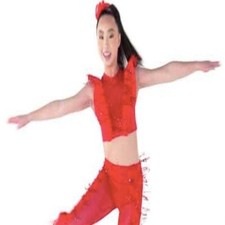 Tenth House Dance Costume Adult M TH21025 Red Sequin Two Piece Set w/ Leggings