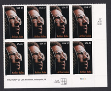 Scott #3936 Arthur Ashe (Tennis, Black Heritage) Plate Block of 8 Stamps - MNH