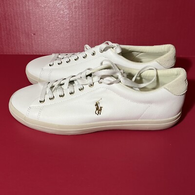 NEW Polo Ralph Lauren Longwood Leather Sneakers Mens 11 White PRL Ponyman  Gum So