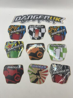 MOTOCROSS Danger Uk Graphics STICKERS DECALS X10