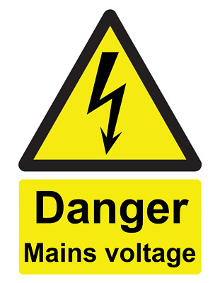 Gefahr Netz Spannung Vorsicht Warnschild selbstklebend Aufkleber 160mm x 125mm