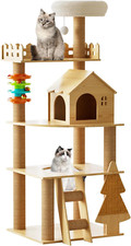 Cat Tree, Wood Cat Tree Tower for Indoor Cats, 60.7" Modern Cat Tower with Sisal