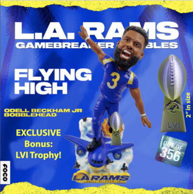 Odell Beckham Jr Los Angeles Rams Flying High Bobblehead NIB - Ltd Ed 356
