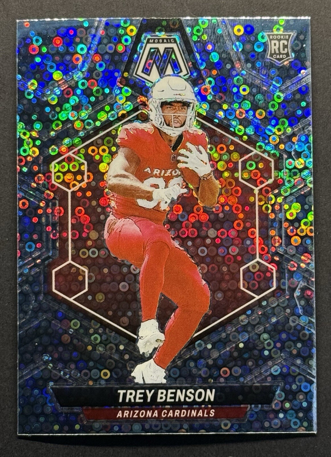 2024 Panini Mosaic #360 TREY BENSON “Silver Disco Prizm” Cardinals (RC)