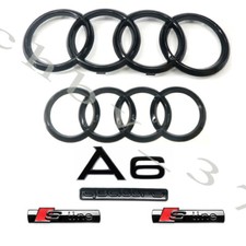 New Audi A6 Emblem Gloss Black Rings Rear Quattro Sline 2012-2018 Combo Kit Oe New Audi A6 Emblem Gloss Black Rings Rear Quattro Sline 2012-2018 Combo Kit Oe