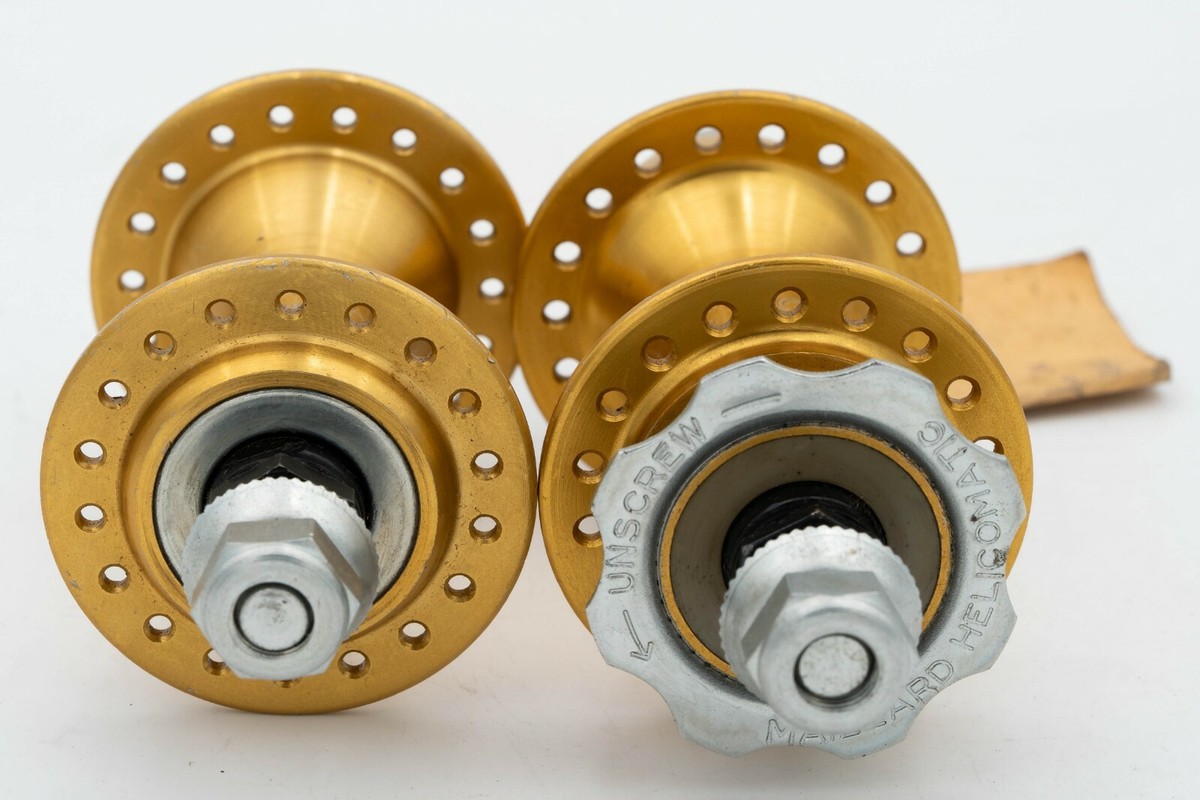 マイヨール　ピスト　ハブ　ビンテージ　Maillard NOS MAILLARD HELICOMATIC HUBSET HUBS VINTAGE 36h 80s GOLD