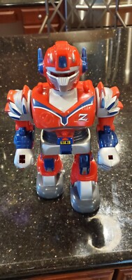 Vintage HAP P KID ROBOT 10.5'' TOY Lights Up Makes Noises Walks and Spins #3424