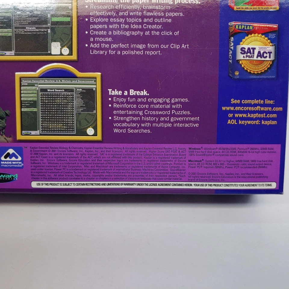 Vintage Kaplan US History & Government Essential Review PC Software Program 2001 - Image 4 of 4