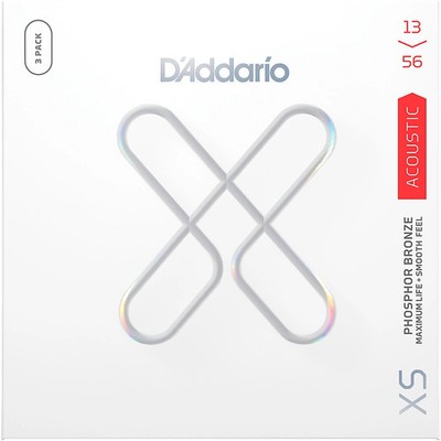D'Addario XS Phosphor Bronze Coated Acoustic Guitar Strings  3 Pack 13  56