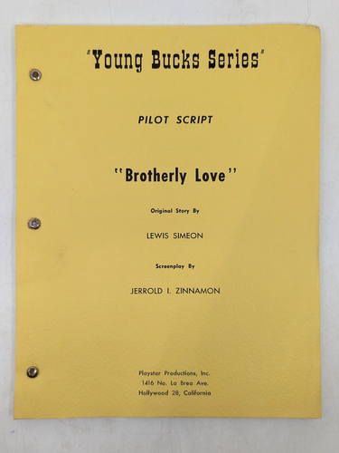 Television Production Scripts Young Bucks Brotherly Love Vintage TV Pilot Script Playstar Productions ...