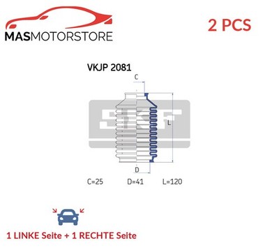 FALTENBALGSATZ LENKMANSCHETTE VORNE SKF VKJP 2081 2PCS P NEU OE QUALITÄT