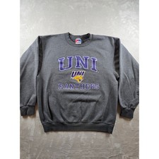 Vintage UNI Northern Iowa Panthers Sweatshirt Mens L Gray Made in USA Crewneck