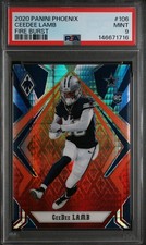 2020 Panini Phoenix CEEDEE LAMB Fire Burst #106 PSA 9 MINT RC Rookie Card ⭐. rookie card picture