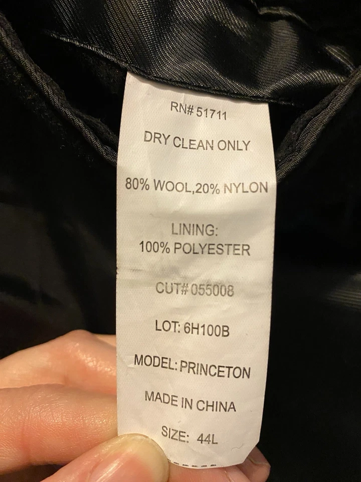 Casaco de inverno STAFFORD masculino MISTURA DE LÃ PRETA TRENCH COAT LONGO 44L - Imagem 3 de 4