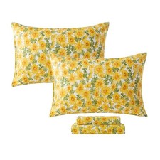 Sunflower Sheets Set Vintage Yellow Floral Bedding Rustic Queen White Yellow