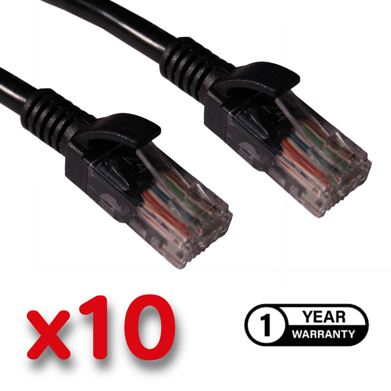 3m Cat5e Ethernet Cable RJ45 LAN Patch Lead UTP Network Black 10 Pack