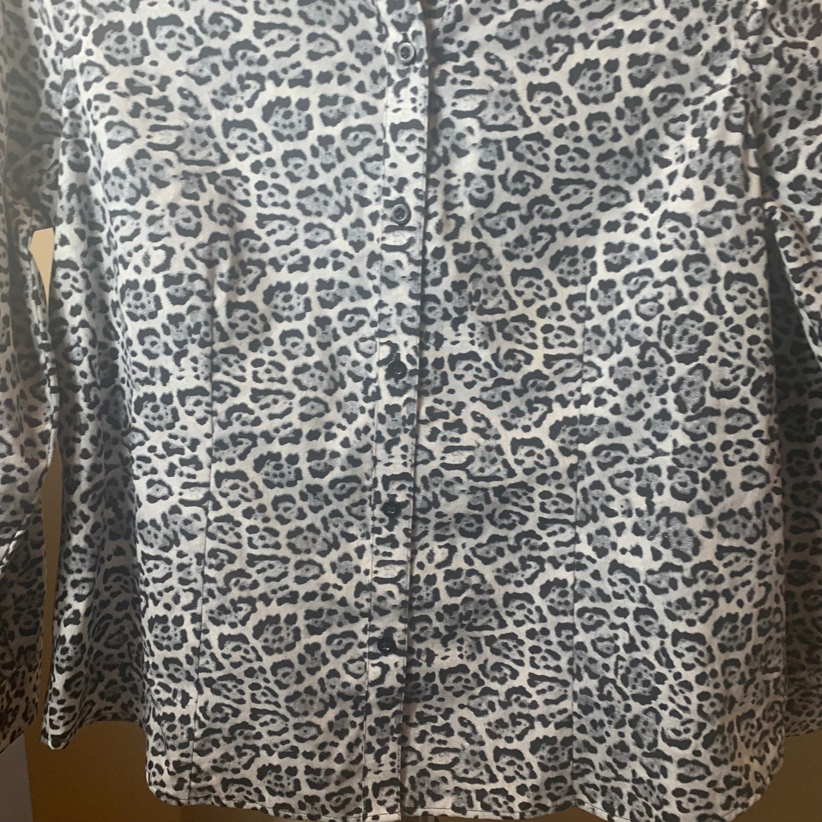 Chicos Leopard Button Down Collared Shirt - Size 1 - image 2