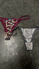 2pk Second Skin Nylon Bikini Thong Panties Snug Sissy Smooth Silky SzM Floral