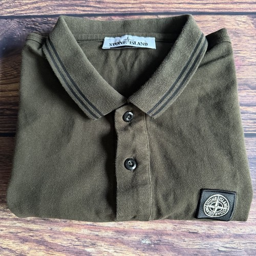 Stone Island, Vintage Stone Island Compass Dark Green Polo Shirt Size Medium