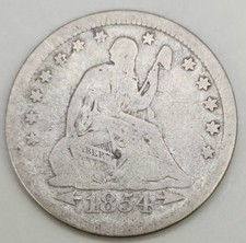 1854 25C seated liberty quarter