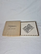 Vintage J Carl Hancock Artist Etchings on Paper Cocktail Napkins Louisiana Bldgs