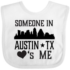 Inktastic Austin Texas Someone Loves Me Skyline Baby Bib Tx Cities Apparel