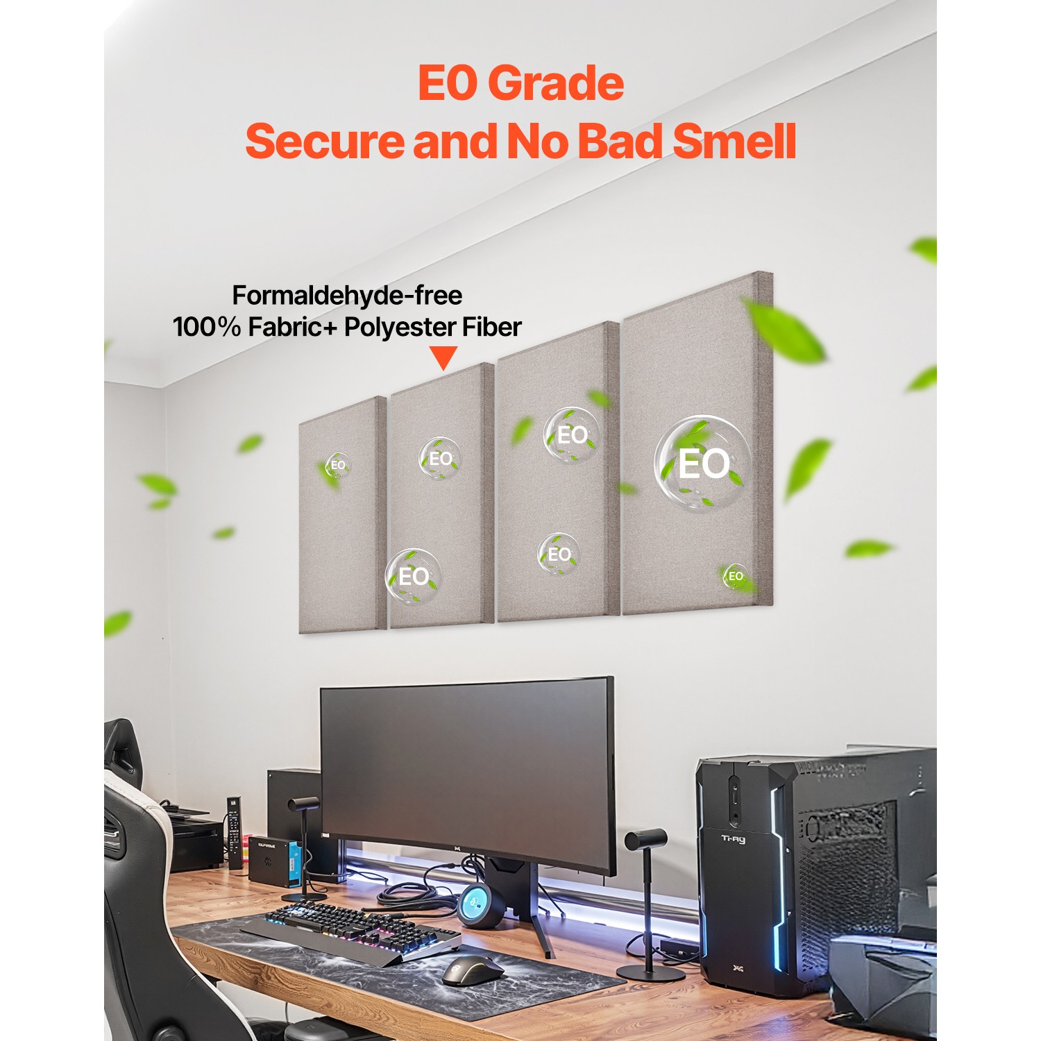 4 PCS Acoustic Wall Panels 2 in Thick 23.6 x 11.8 in Self-adhesive Camel