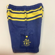 Polo Ralph Lauren Vintage Swim Trunks Mens Large Lined 90s Blue Yellow Cotton