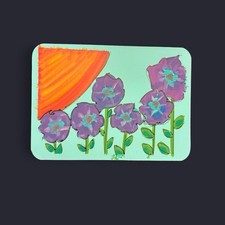 Sunny Blooms at Dawn – Mixed Media Acrylic Art ACEO Original Art