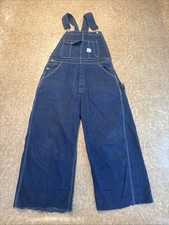 Vtg Pointer Brand Denim Overalls Mens 32x32 Made In USA Raw Hem Cut Off Bibs