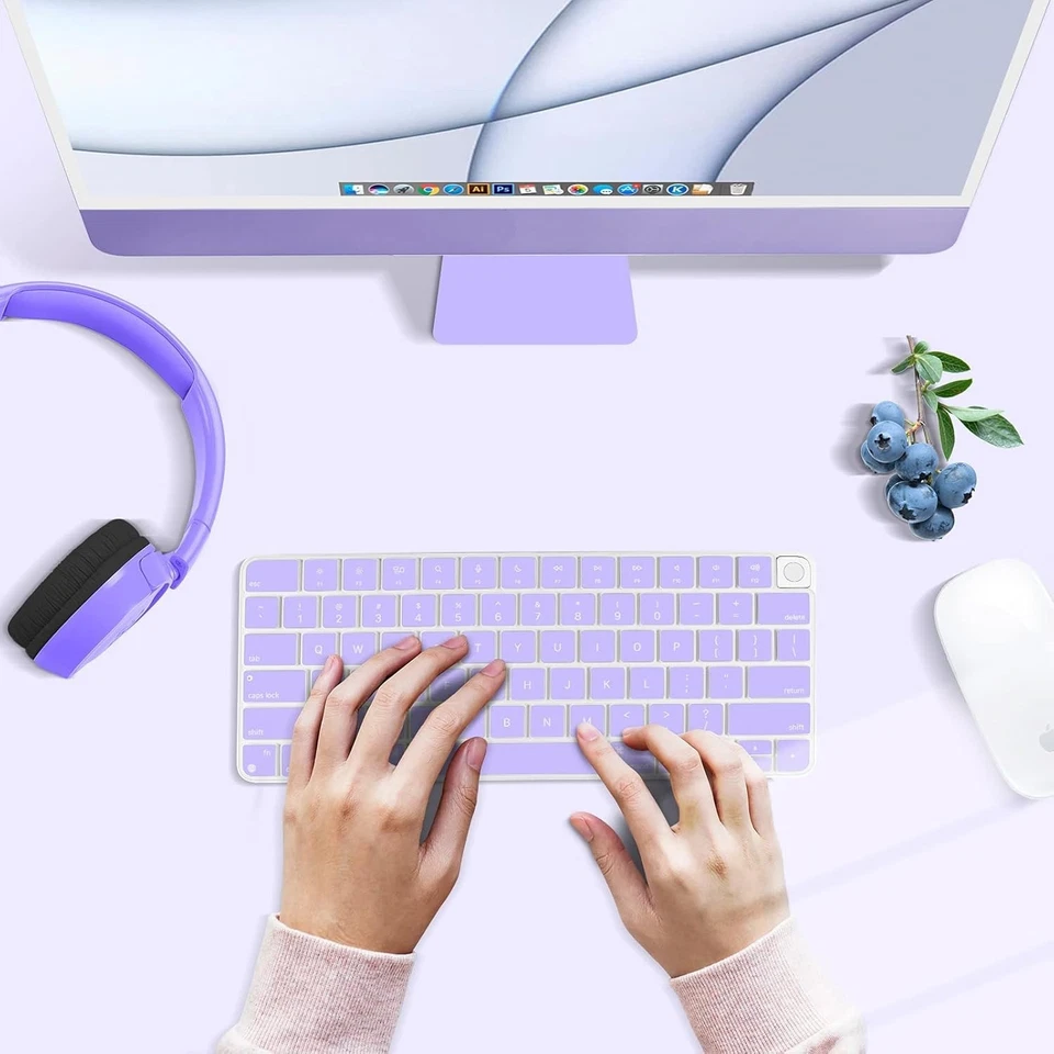 Elegante cubierta de teclado de silicona púrpura claro para iMac Magic Keyboard A2449/A2450 Foto 4 de 4