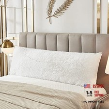 White Luxury Shaggy Plush Faux Fur Pillow Cover - 21" x 54"