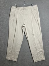 VTG Chaps Ralph Lauren Trousers Dress Pants Mens 38x32 Pleated Khaki Tan Casual