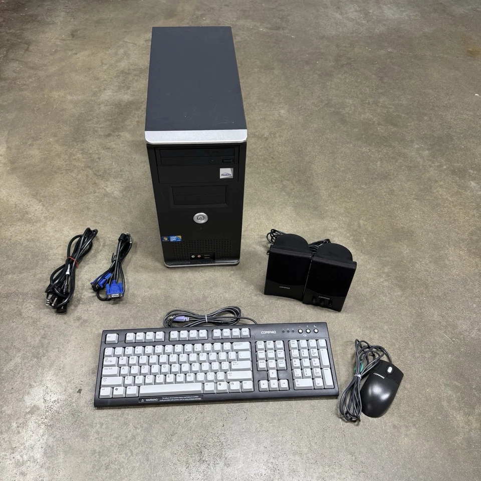 PC de escritorio Nobilis 430MT Core 2 Duo Win7 con teclado Compaq mouse altavoces Foto 2 de 4