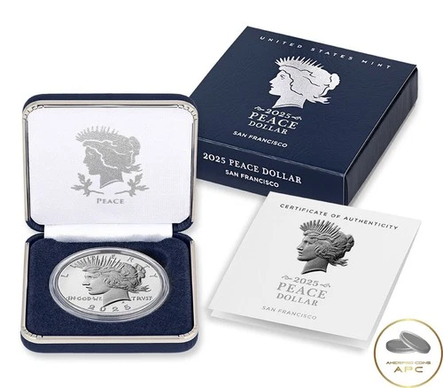 2025-S Proof $1 Peace Silver Dollar Box, OGP & COA