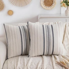 2 Packs Grey Boho Pillow Covers 20x20 Inch Chenille Decorative Throw Pillow C...