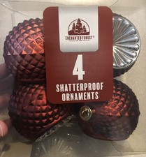 Modern Shatterproof Red  Silver X4 Round Christmas Tree Ornaments GS2D25