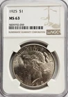 1925-P Peace $1 NGC Certified MS63 Silver Dollar!