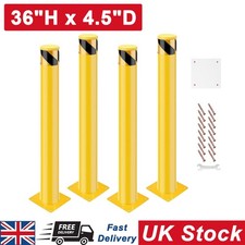 4 PCS Safety Bollard Post 36" x 4.5" Steel Bollards for Traffic Driveway Parking