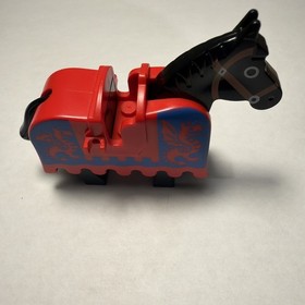 LEGO Black Horse Minifigure Red Blue Dragon Armor Barding Castle 6086 6085 6060