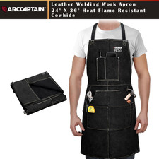 ARCCAPTAIN Leather Welding Work Apron Heat Flame Resistant Cowhide 24" X 36"