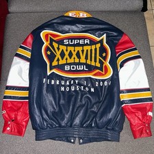 Vintage NFL Superbowl 38 Patriots Vs. Panthers Leather Varsity Bomber Jacket XXL