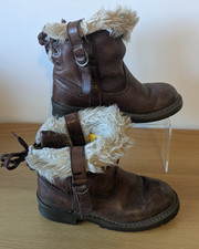 Ladies Caterpillar Fur Lined Ankle Boots Leather Uppers UK 4 Wide