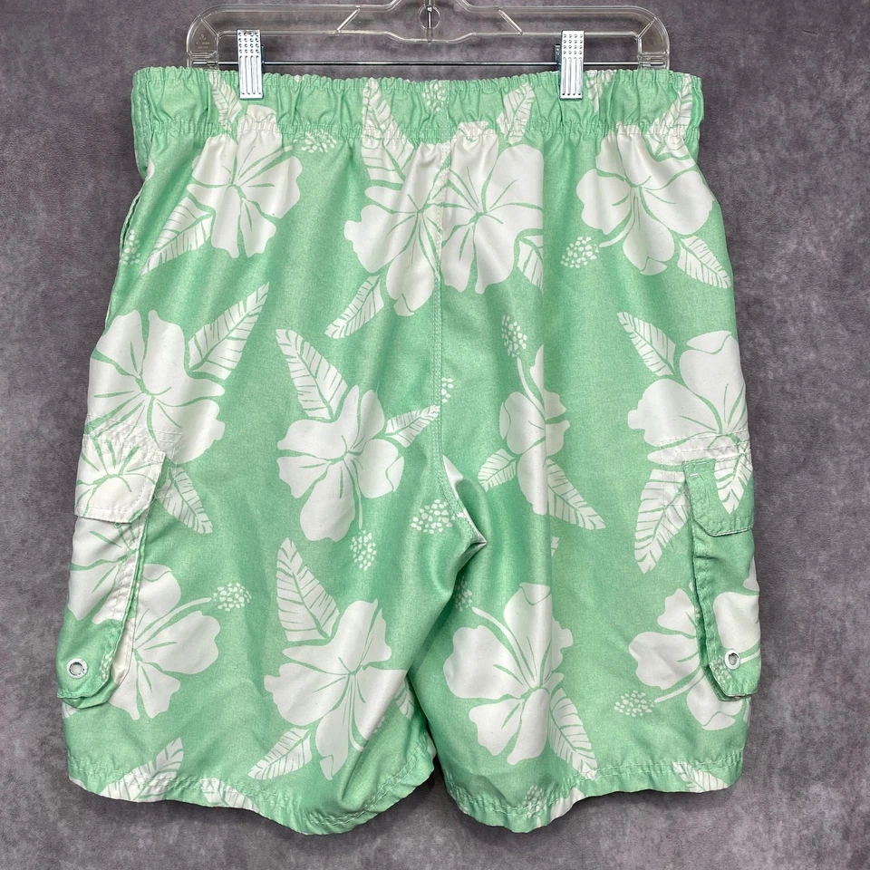 Bañador vintage Y2K OP Ocean Pacific para hombre grande verde menta floral hawaiano Foto 2 de 4