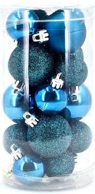 Holiday Mini Bulbs,20x,Glitter,Shiny,Frosted,Shatterproof,1''-1.5''d,Blue