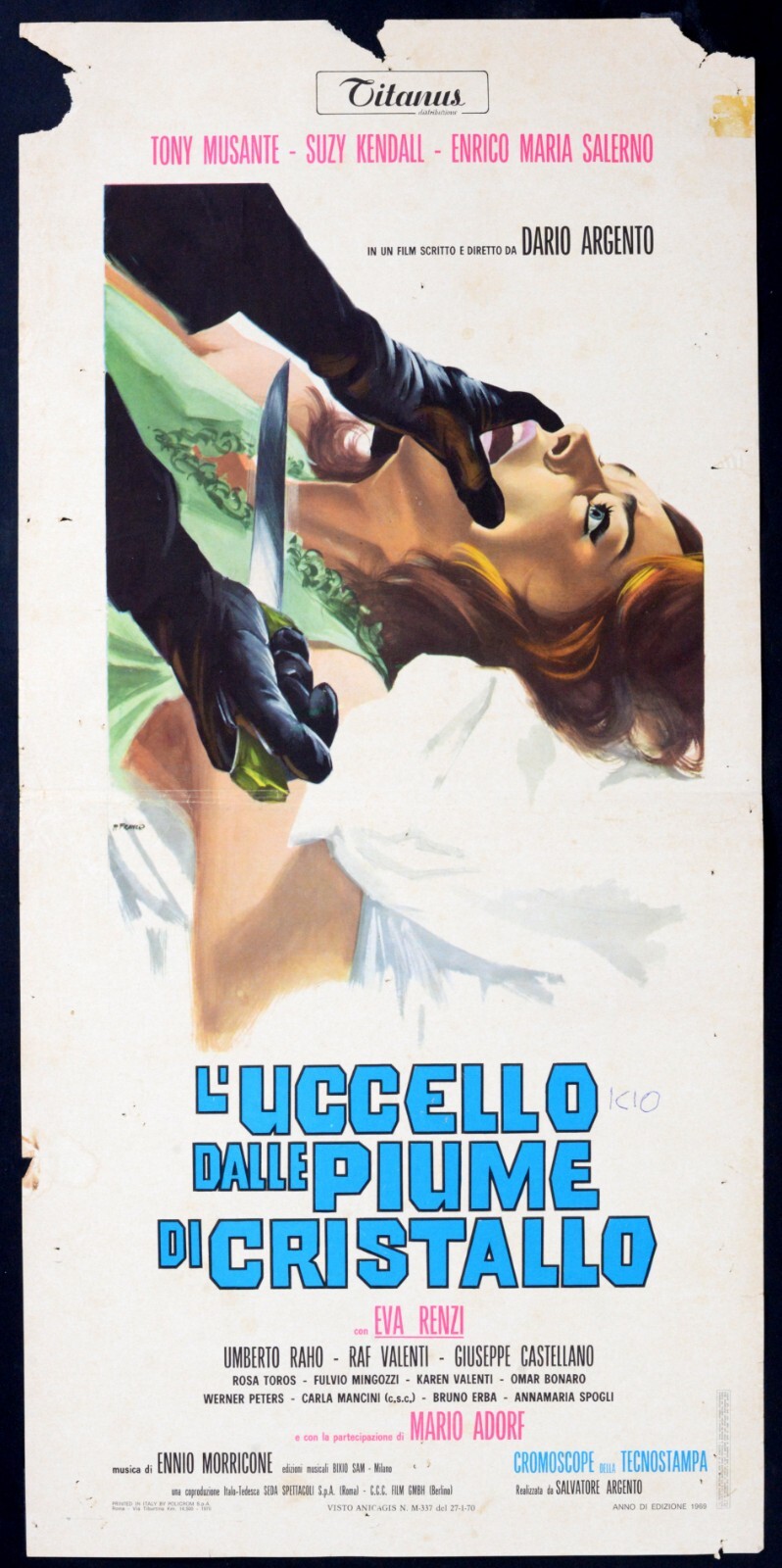 Locandina originale film L'uccello dalle piume di cristallo (1970) - Regia di Dario Argento