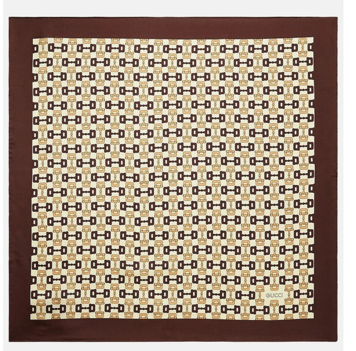 Foulard Gucci en soie CA ancien motif mors de cheval 70 cm x 70 cm
