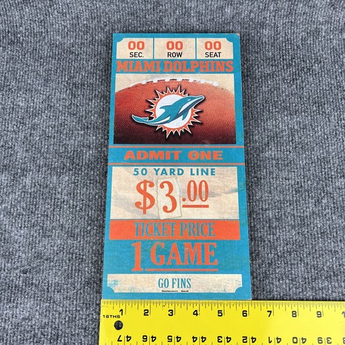 Miami Dolphins Football NFL Old Game Ticket 12"x6" Wooden Sign, WinCraft - Picture 8 of 8
