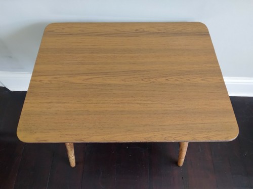 Vintage 50s 60s Mid Century Oak Splayed Leg Formica Top Side Table Coffe Table - Picture 2 of 11