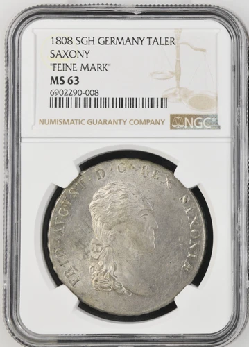 Germany Saxony 1808 SGH Taler Coin NGC MS63 Thaler Deutsch UNC "Feine Mark"